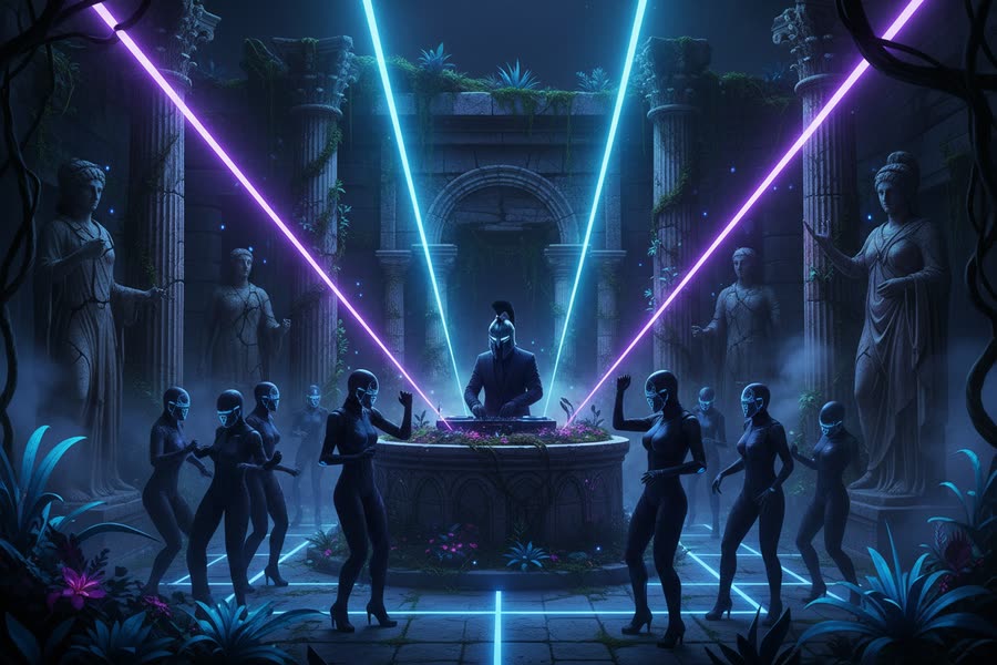Laser Sanctuary: Beams between the columns